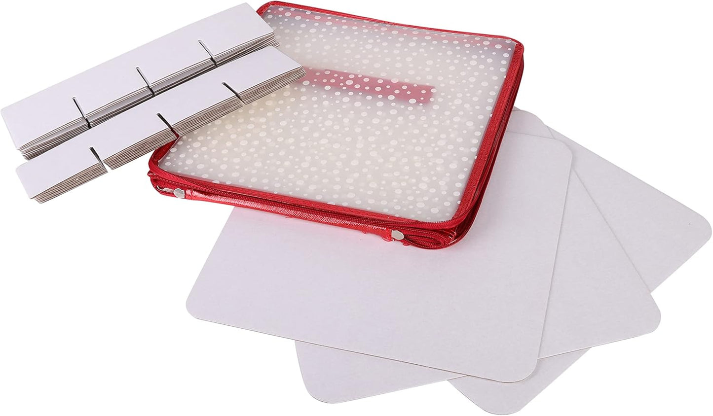 Ornament Storage Organizer for 112 Ornaments | Zipper Closure | Space-Saving Red Design