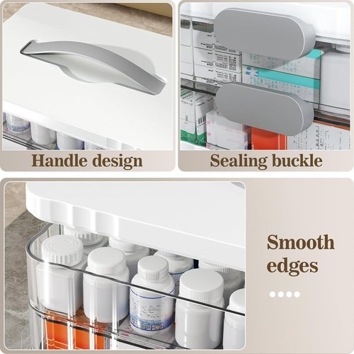 ARSTPEOE Medicine Organizer - 4-Tier Portable Cabinet with Handle | Versatile Medical Box for Home Use