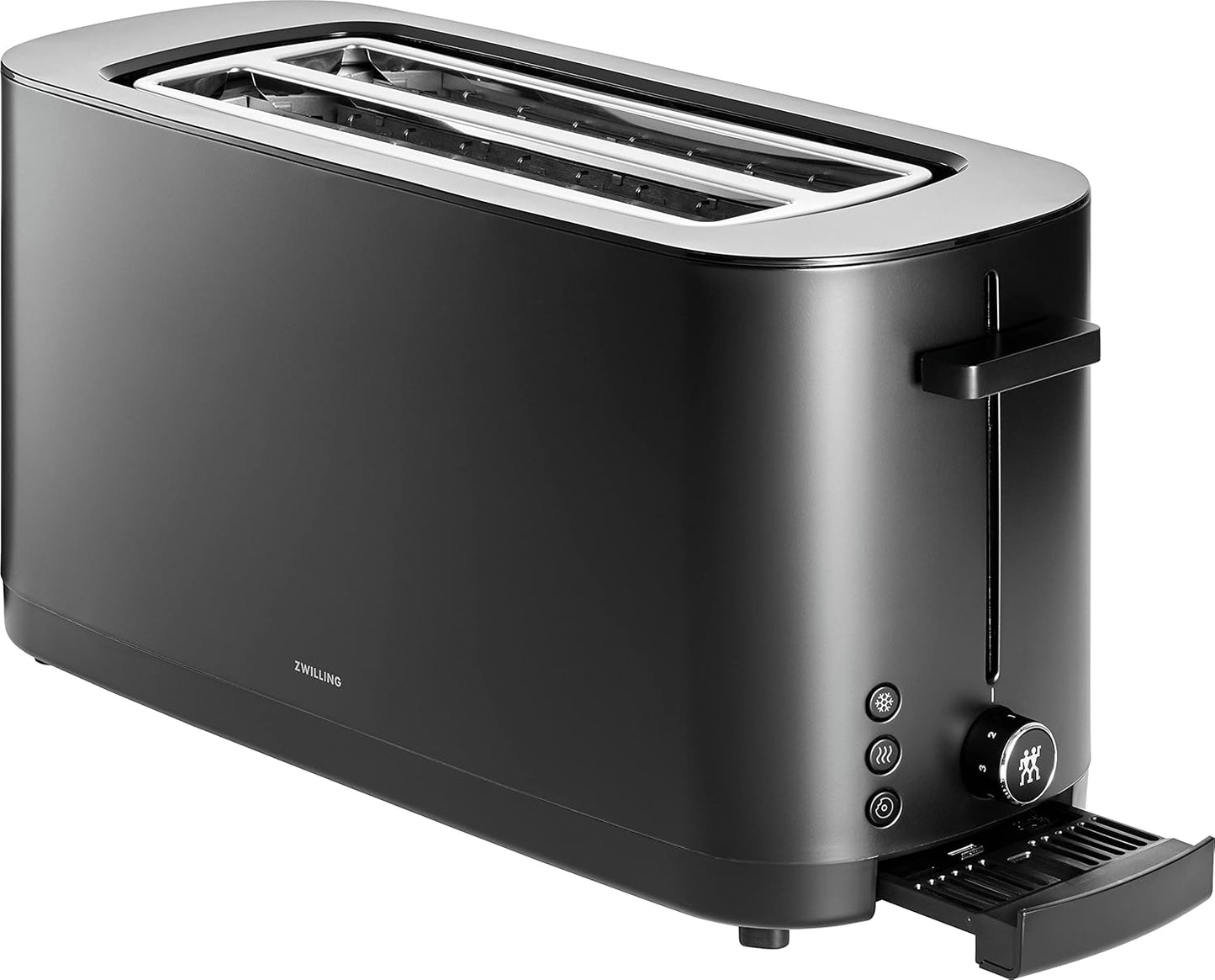 ZWILLING Enfinigy 4-Slice Long Slot Toaster - Extra Wide 1.5" Slots for Bagels & Toast | Black Finish