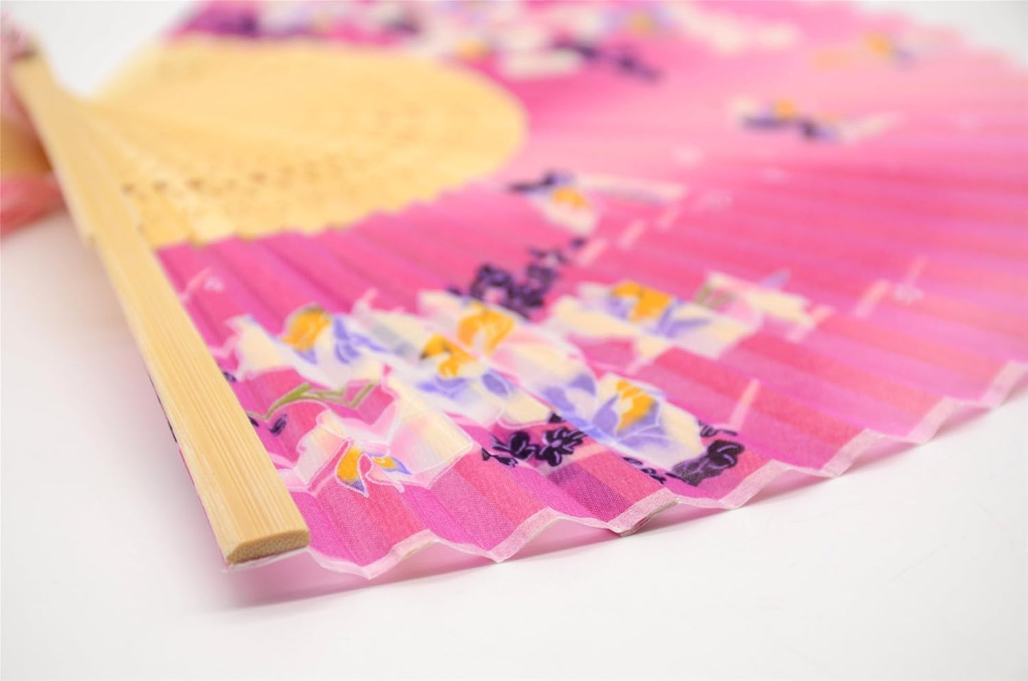 Handmade Silk Folding Fan with Bamboo Frame - Vintage Chinese/Japanese Style for Women & Girls - Gift-Ready with Protective Sleeve (WZS-33)
