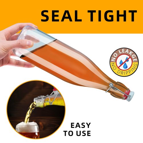 4Pcs 25oz Swing Top Glass Bottles 750ml, Flip Top Glass Bottle with Airtight Lid for Fermentation, Kombucha, Mead, Vanilla Extract, Coquito, Vinegar, Beer, Kefir, Wine, Soda, Juice, for Home Brewing