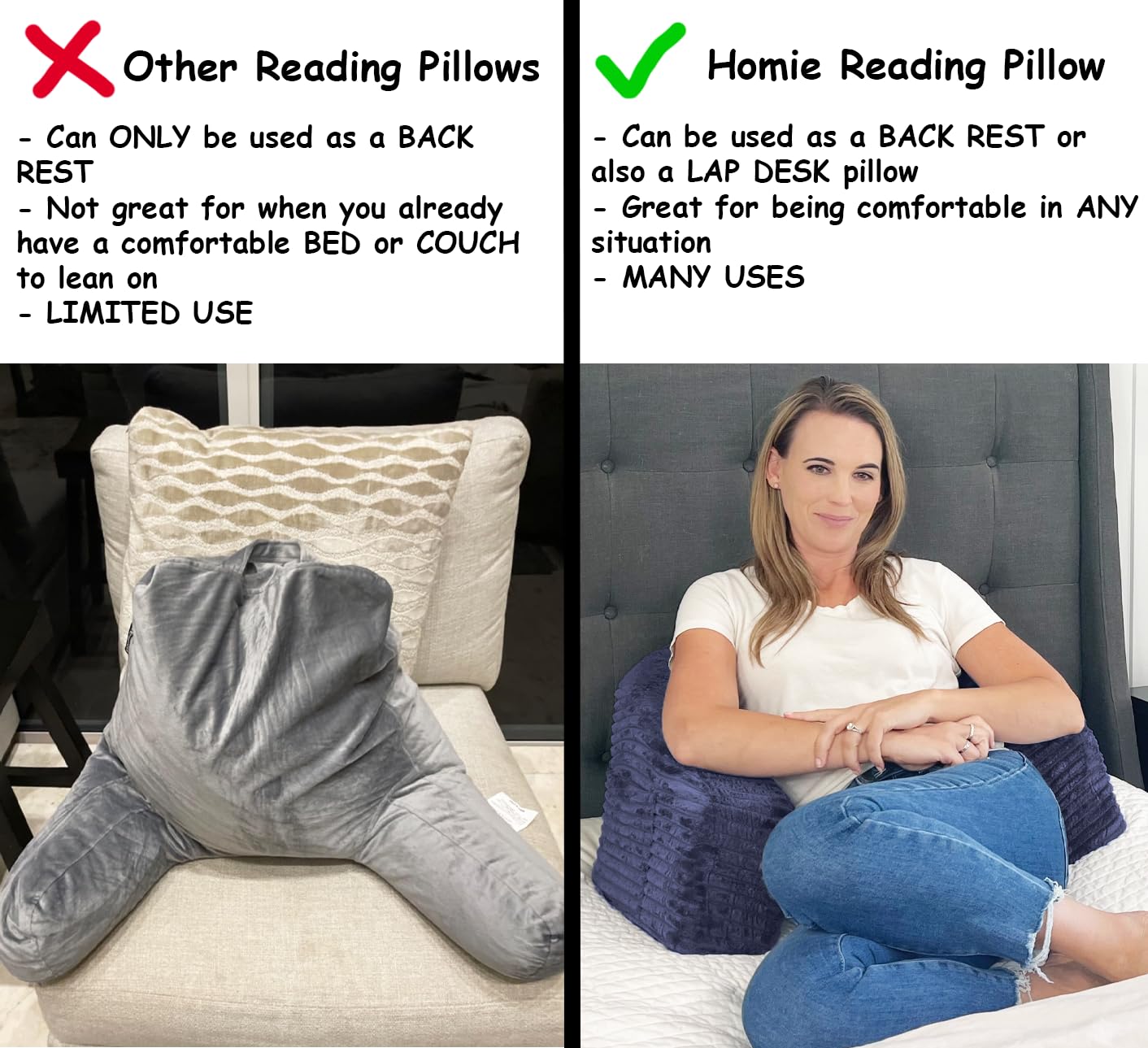3-in-1 Reading Pillow for Gaming, Extra Large with Reading Light and Wrist Support Pillow, Memory Foam Lap Desk Bed Rest Pillow with Arm Rest, for Working, Playing Steam Deck Switch or Sitting