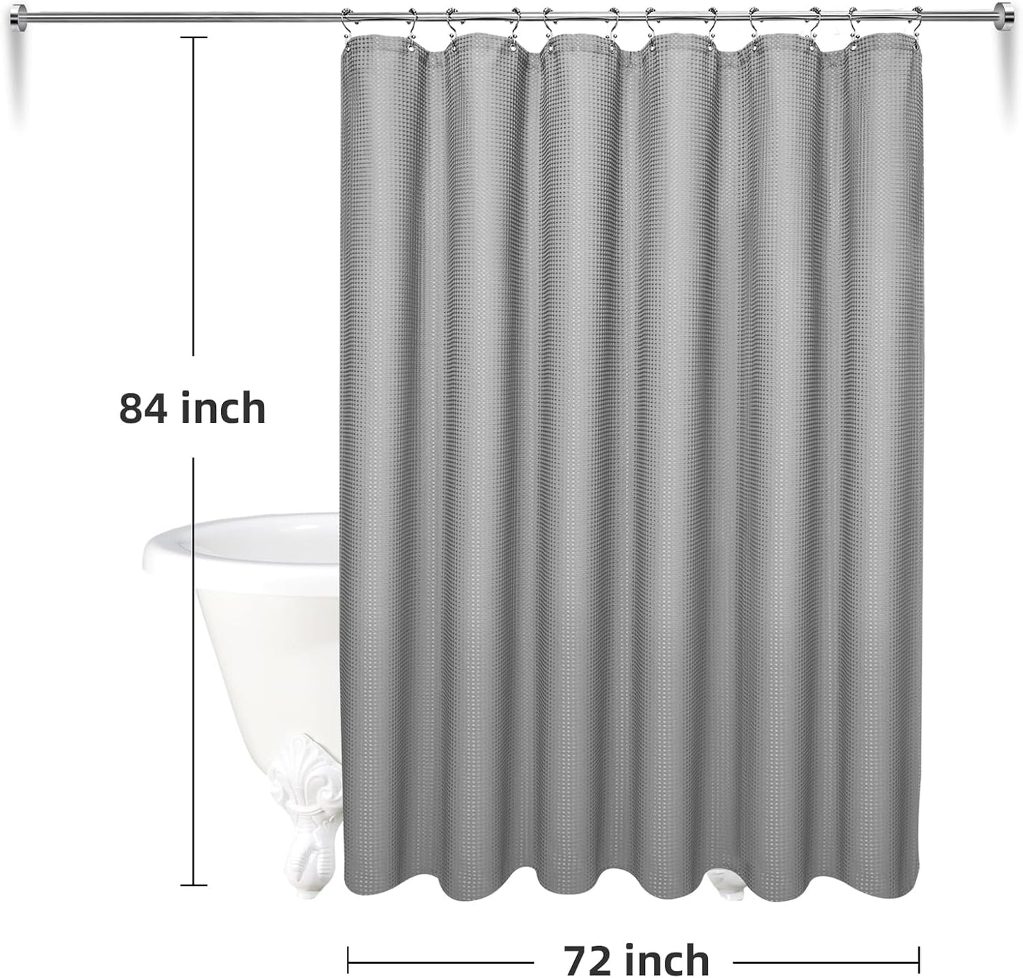 LaCyan Waterproof Waffle Weave Shower Curtain Set - 3 in 1 with Clear Liner & 12 Hooks | 72x84 Inches