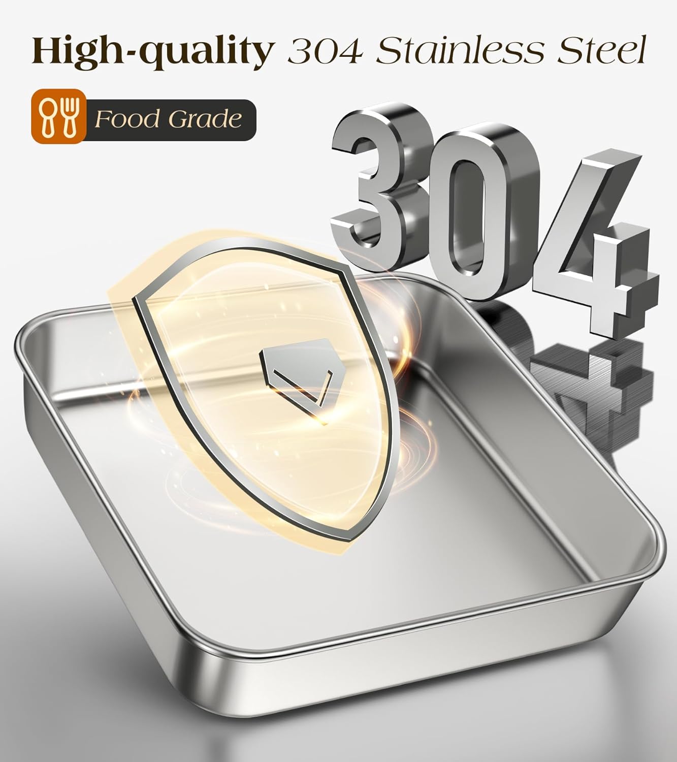 Regine Switzerland 8 x 8-Inch Stainless Steel Baking Pan - Heavy-Duty, Non-Toxic & Dishwasher Safe Bakeware for Cakes, Brownies & Casseroles