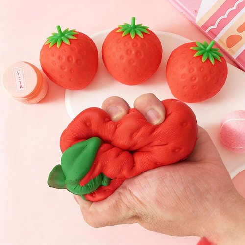 Giant Strawberry Squishy | Jumbo Stress Ball for Adults | Slow Rise Fidget Toy (3.14 x 1.96 in)