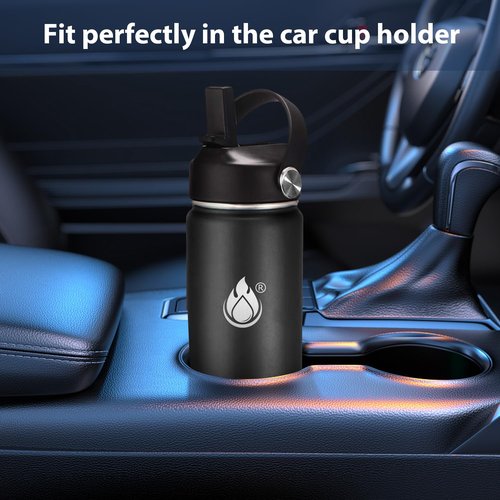 Insulated Water Bottle 24 oz with Straw, Stainless Steel Wide Mouth Water Bottle, Double Wall Vacuum Leak Proof with Straw Lid & Spout Lid for Sports or Office, Keep Cold or Hot Up to 24 Hrs