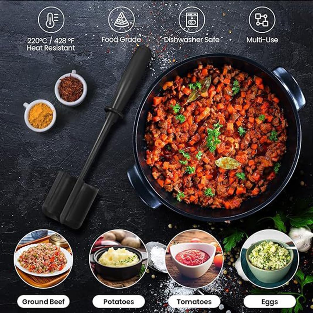 Skiennix Meat Chopper - Premium Heat Resistant Masher for Ground Beef, Turkey & More | Versatile Kitchen Tool