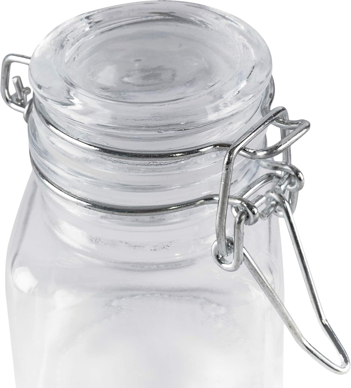3oz Square Glass Jars with Hinge Lid - 4 Pack for Home, Crafts & Snacks