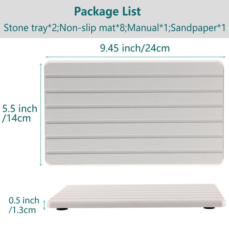 NiuYichee 2 PCS Water Absorbent diatomite Coasters, 9.5" x 5.5" Water Absorbing Stone Tray for Sink, Stone Drying mat for Kitchen Counter, Stone soap Tray Used for Hand Soaps & toiletries & Plants