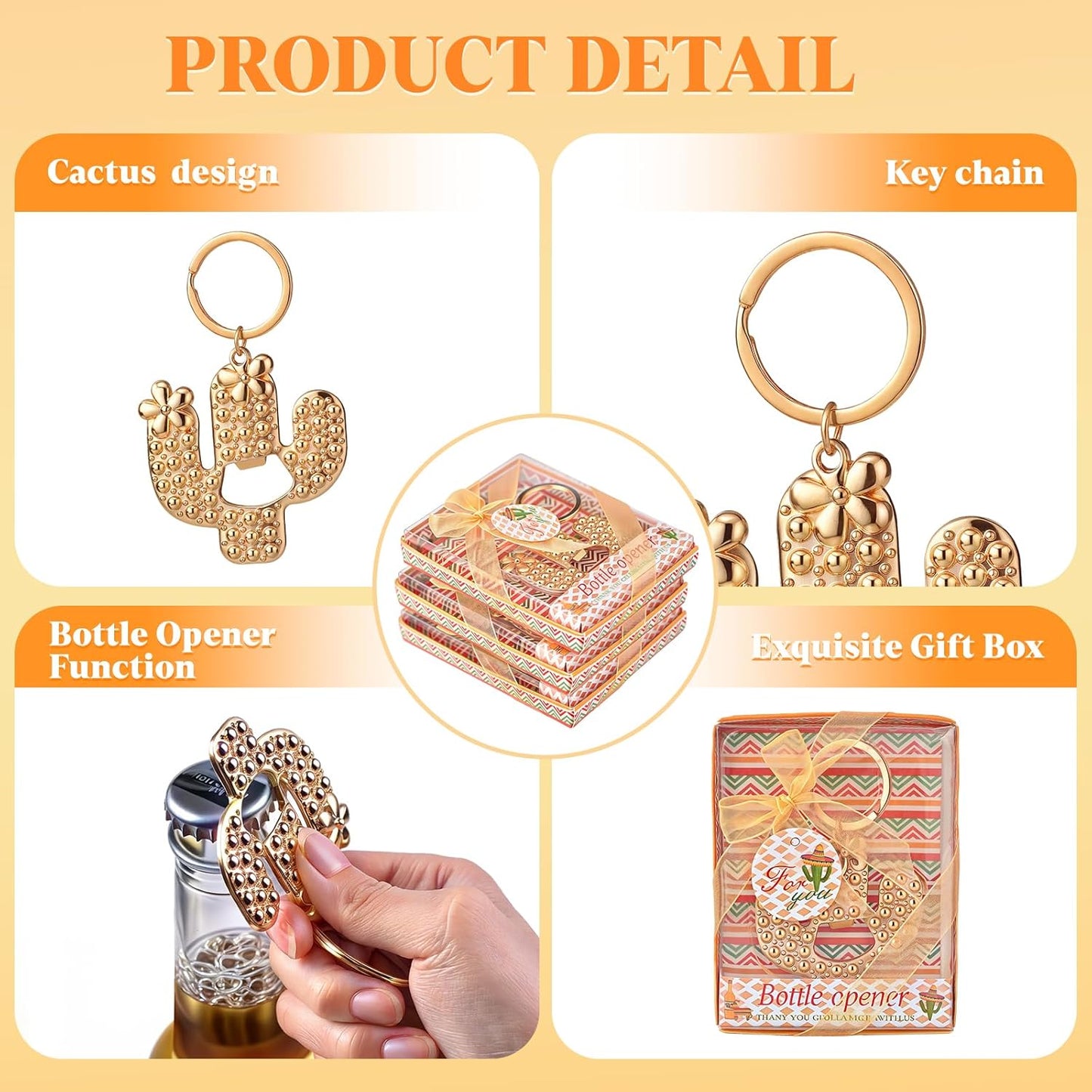 50Pieces/Packs Cactus Bottle Opener for Mexican Theme Wedding/Bridal Shower/Birthday/Baby Shower/Fiesta Party Favors,Gifts,Decorations or Souvenirs for Guests, Mexico Centerpieces for tables