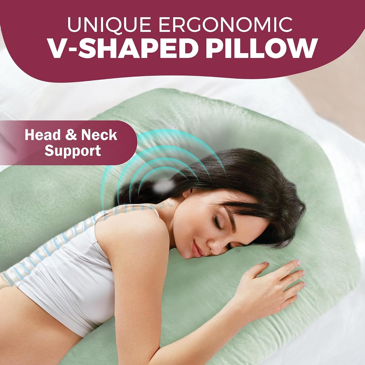 PILLANI Pregnancy Pillow - V C U Shaped 57-Inch Full Body Support Pillow with Removable Cover | Cooling Maternity Comfort