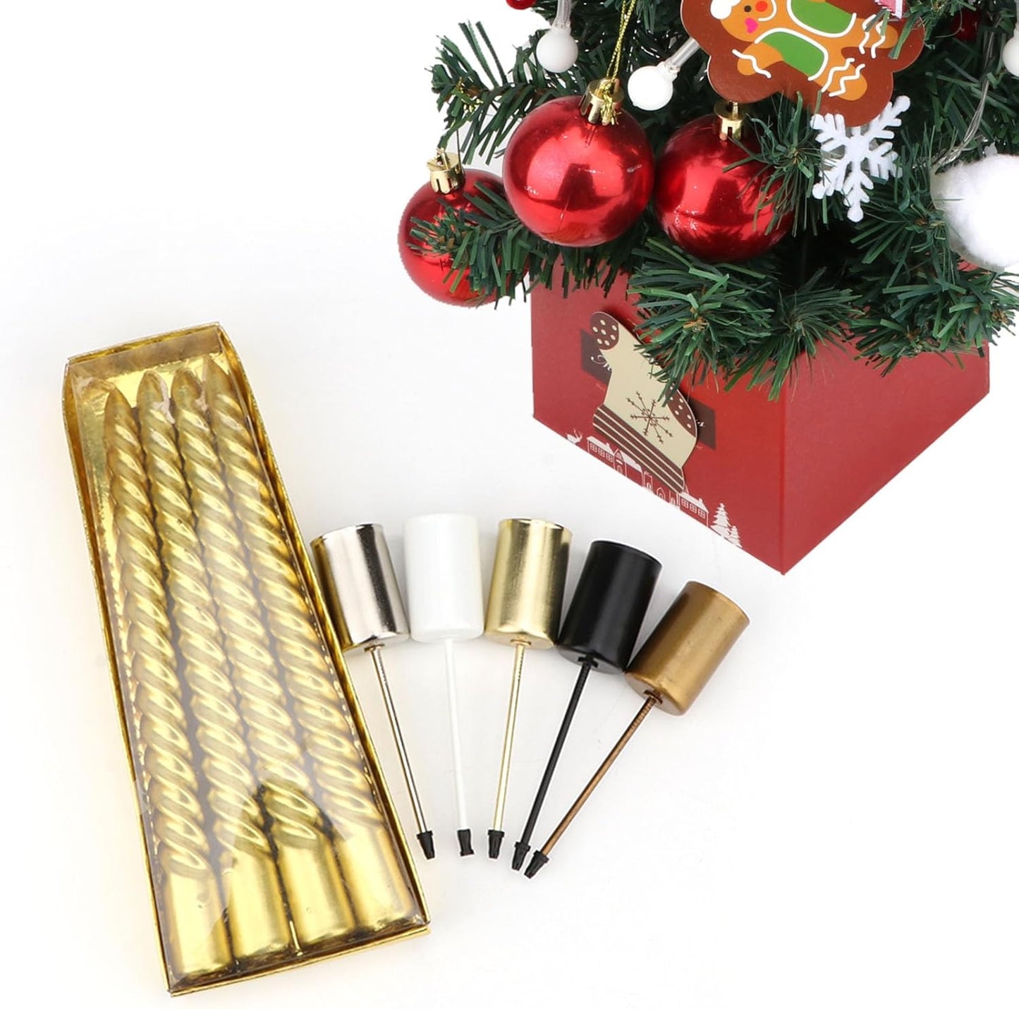 Skiennix Christmas Candle Holder Set - 4 Black Candlestick Holders for Weddings & Parties | Elegant Decor