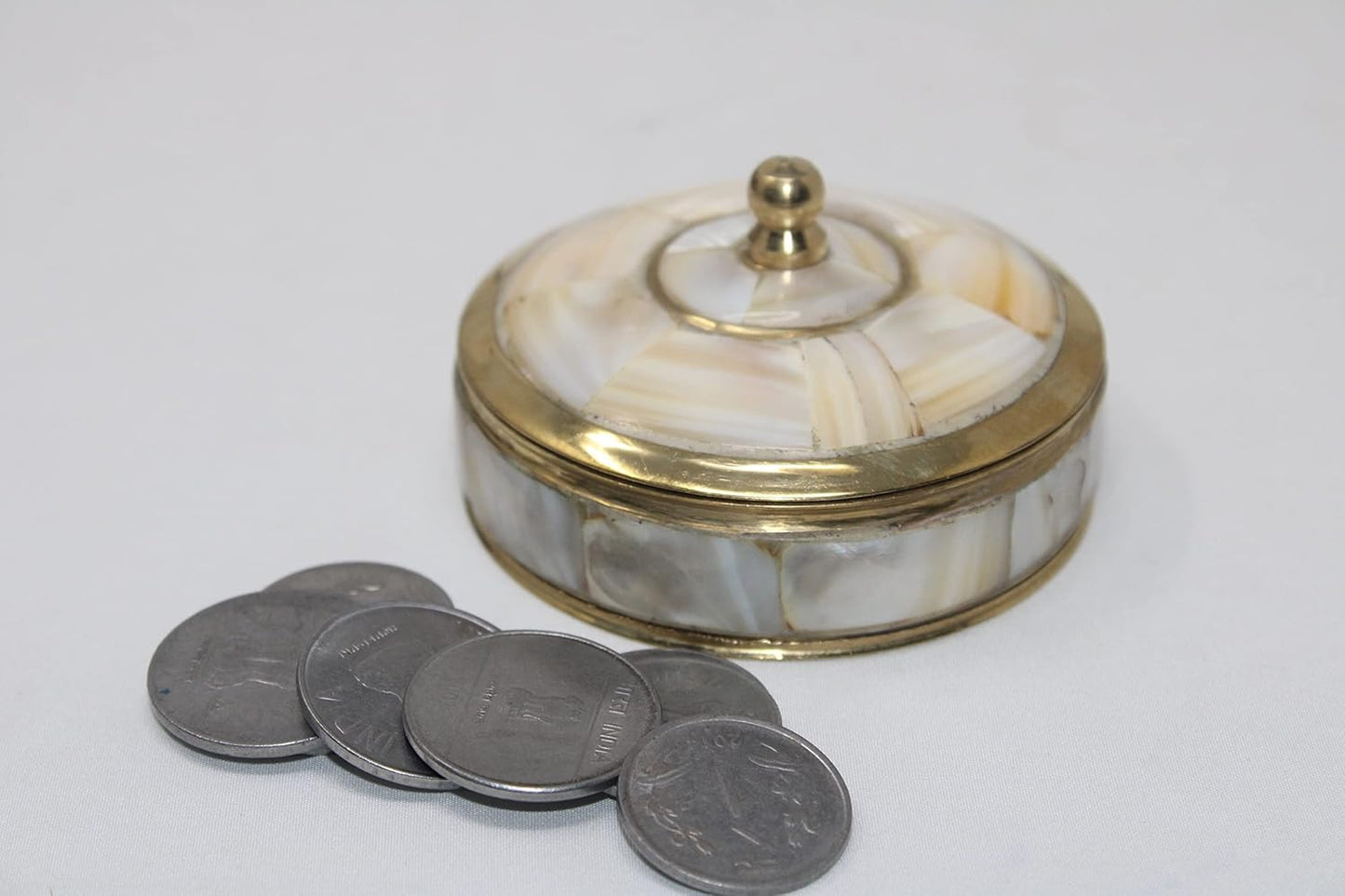 Decorative Jewelry Trinket Box Unique Gift For Home Décor Antique Metal Case with Mother of Pearl Sindoor Box/Coin Box (All Set Black)