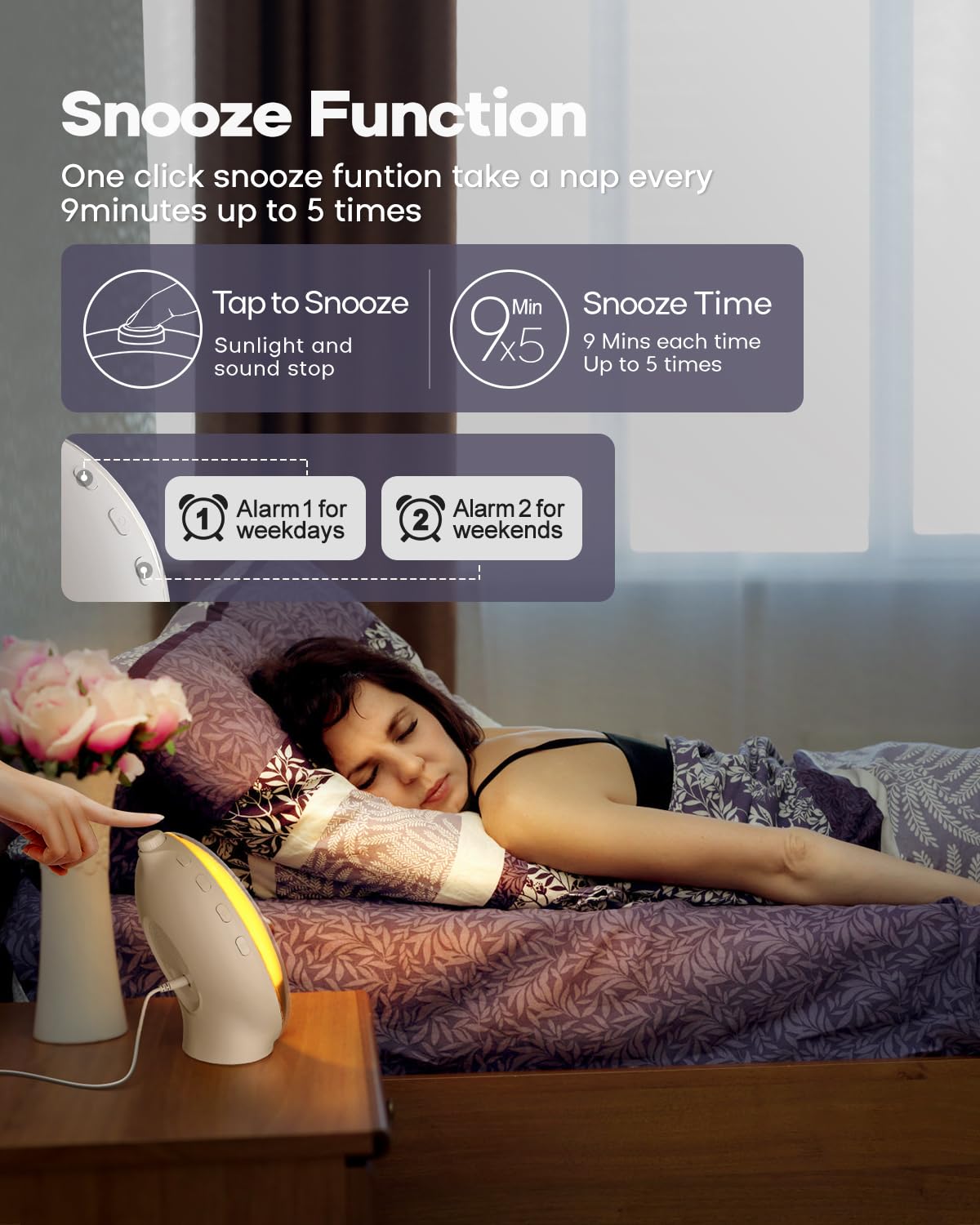 Sunrise Alarm Clock for Heavy Sleepers, Wake Up Light with Sunrise/Sunset Simulation, Dual Alarms & Natural Sounds, Snooze & Sleep Aid, FM Radio, 7 Colors Night Light for Bedroom, Ideal for Gift