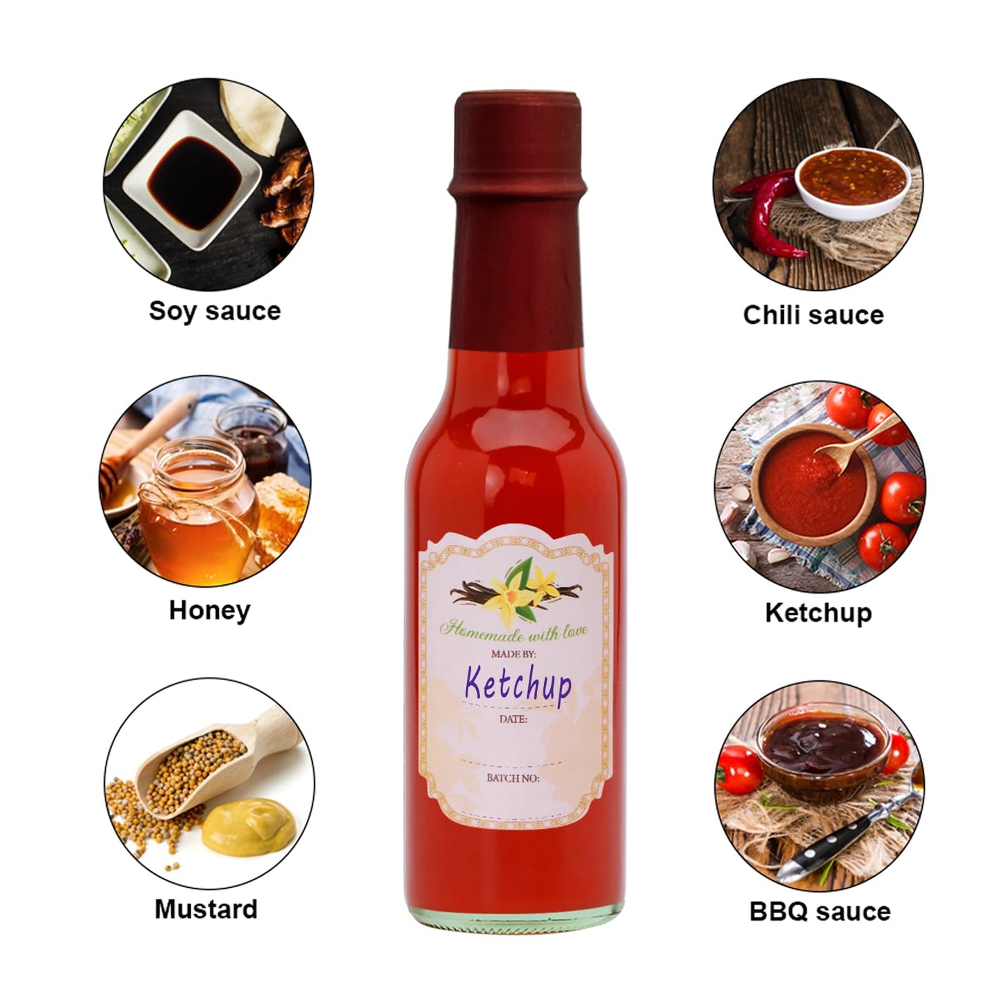 Brajttt 16 pcs 5oz Vanilla Extract Bottles for Homemade,Clear Woozy Bottles with Red Cap,Mini Oil Bottle with Shrink Band for Kitchen,Home Brewing Wine, Sauces and Beverages
