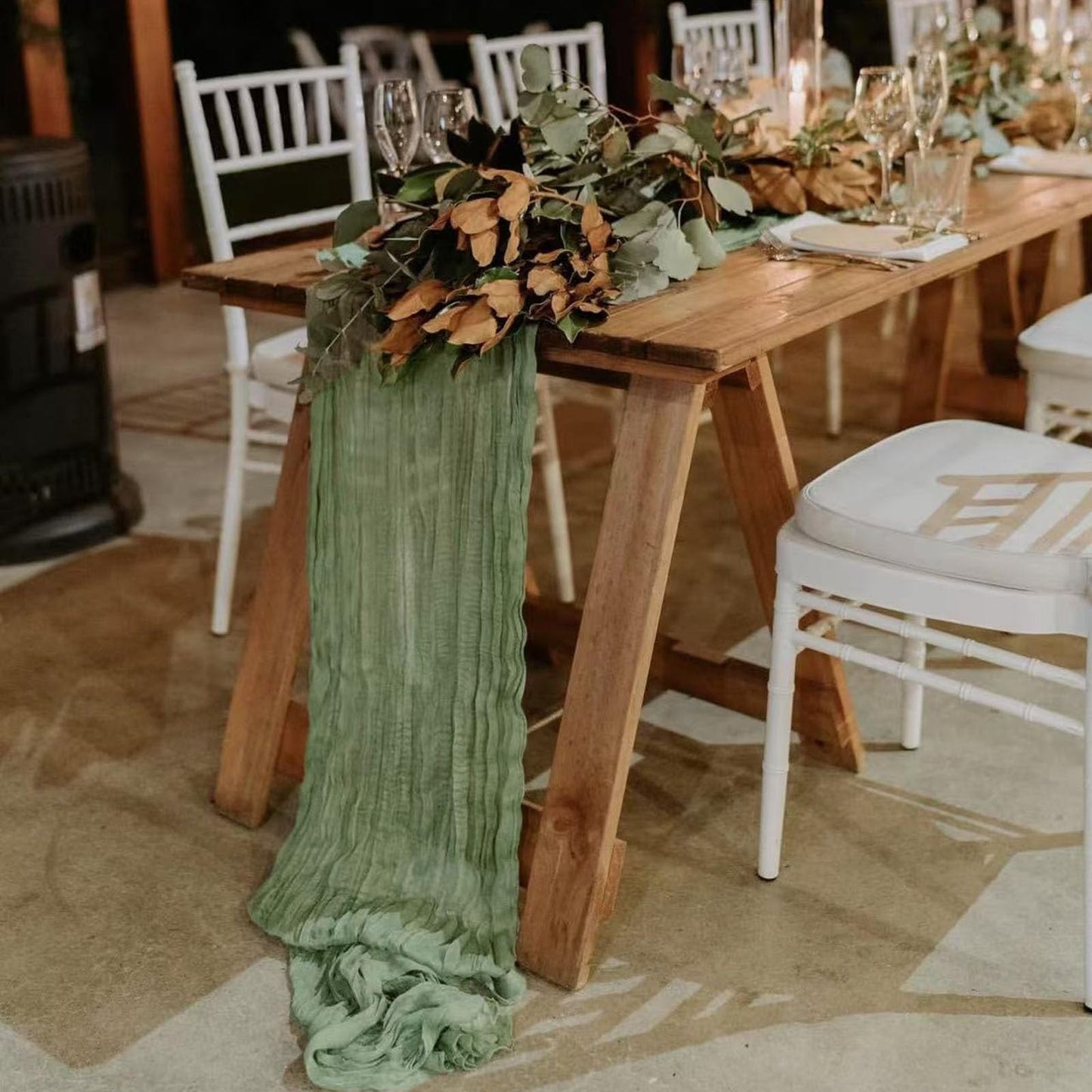 12Pack Sage Green Cheese Cloth Table Runner 10Ft Cheesecloth Table Runner Boho Gauze Table Runners Sage Green Wedding Decor for Party Bridal Shower Thanksgiving Christmas