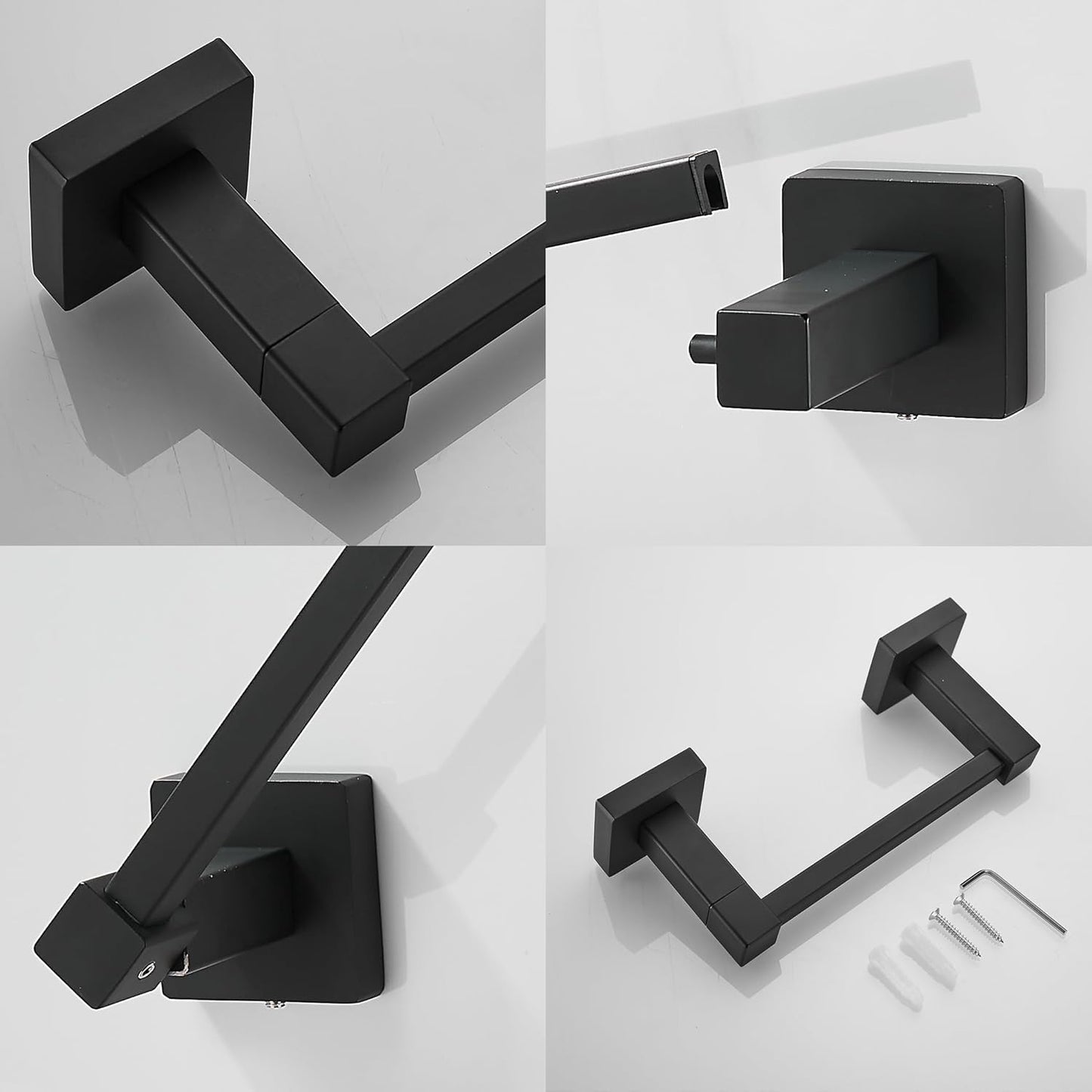 Leyden Black Toilet Paper Holder - Modern Wall-Mounted Double Post Design for Easy Access