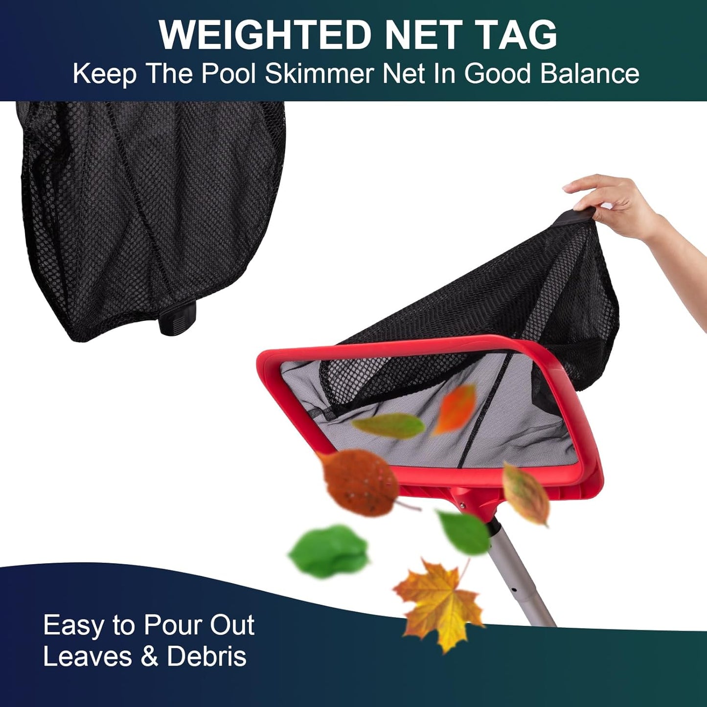 Skiennix Pool Skimmer Net - Upgraded Double-Layer Netting for Efficient Debris Cleaning | Large Capacity