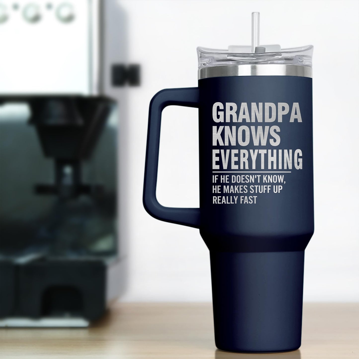 Palorix Grandpa Gifts For Men - Father's Day, Christmas, Birthday Gifts For Grandfather, Grandpa Gifts From Grandkids, Funny Grandpa Gifts - 40 Oz Insulated Tumbler With Handle And Straw