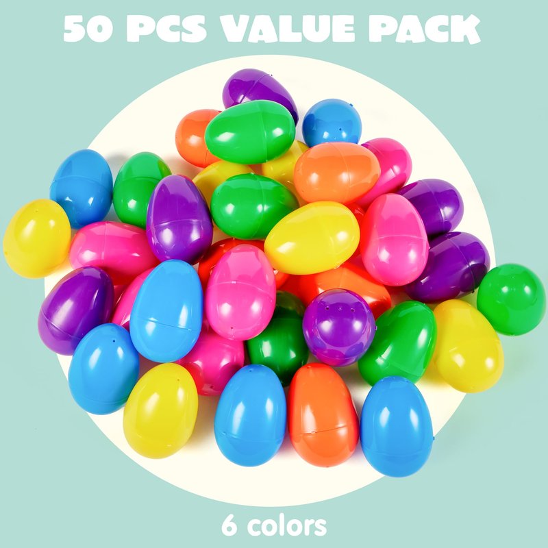 JOYIN 3.15" Easter Eggs, Large Fillable Plastic Eggs Empty Colorful Bright Eggshells with Hinge for Easter Hunt, Filling Treats, Party Favor, Basket Stuffers, Classroom Prize Supplies, 150PCS