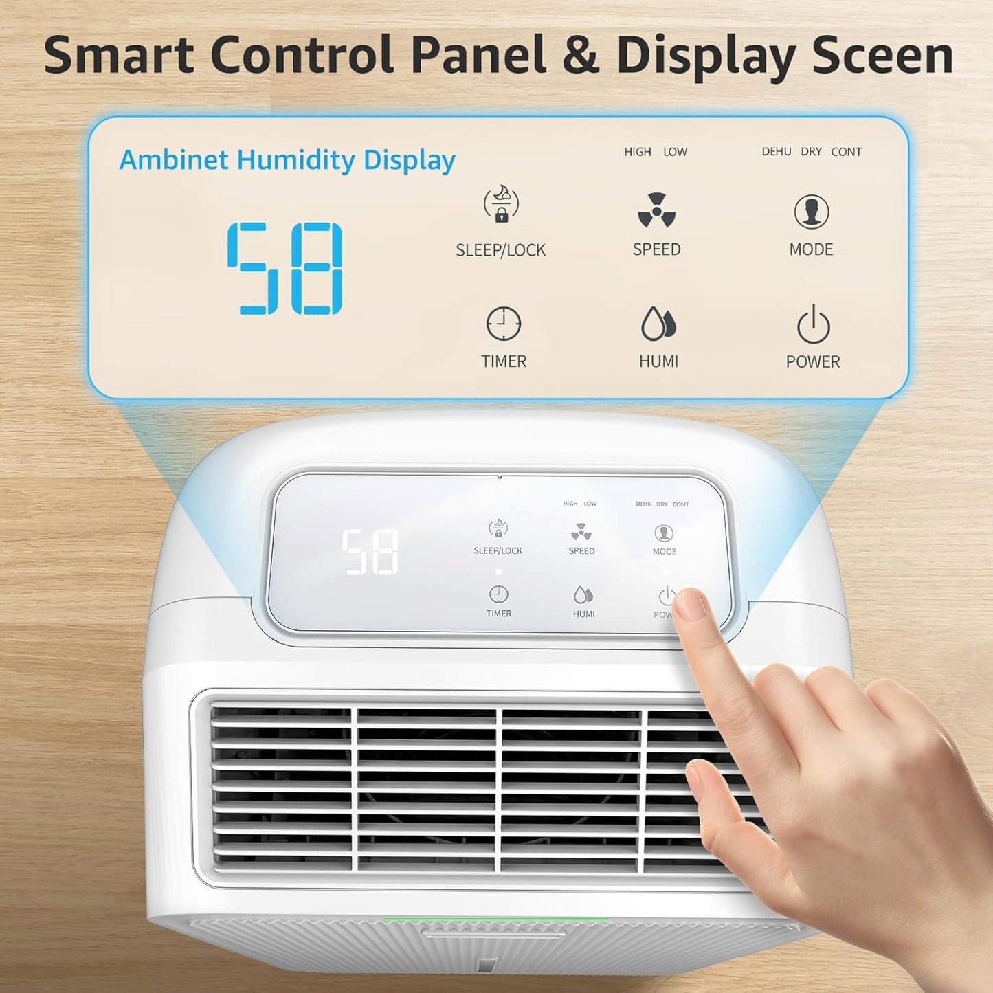 KNKA Dehumidifier - 2500 Sq.Ft Capacity with Drain Hose | 34 Pints, Intelligent Humidity Control, 3 Modes