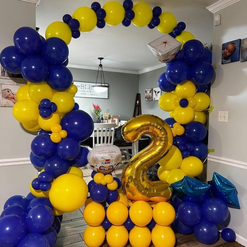 KBZVNAF Blue and Yellow Latex Balloons - 60 Pack 12 inch Royal Blue Yellow Confetti Party Balloons for Birthday, Baby Shower, Wedding, Graduation Party Decorations
