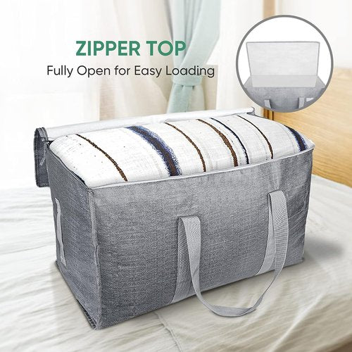 BALEINE 6-Pack Heavy-Duty Moving Bags - Oversized Storage Totes with Reinforced Handles | Winter Grey