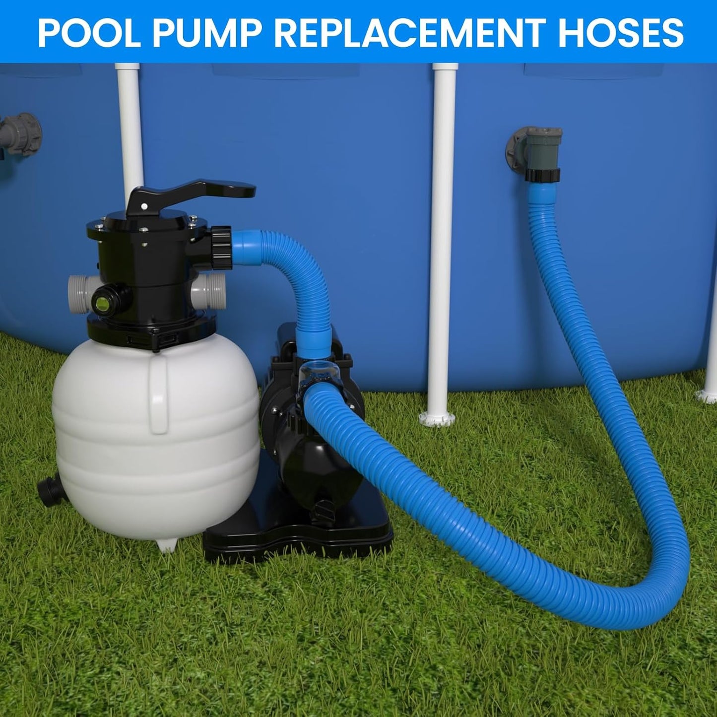Skiennix Pool Hose Replacement - 1.5" x 40" | Pack of 2 for Above Ground Pools & Saltwater Systems