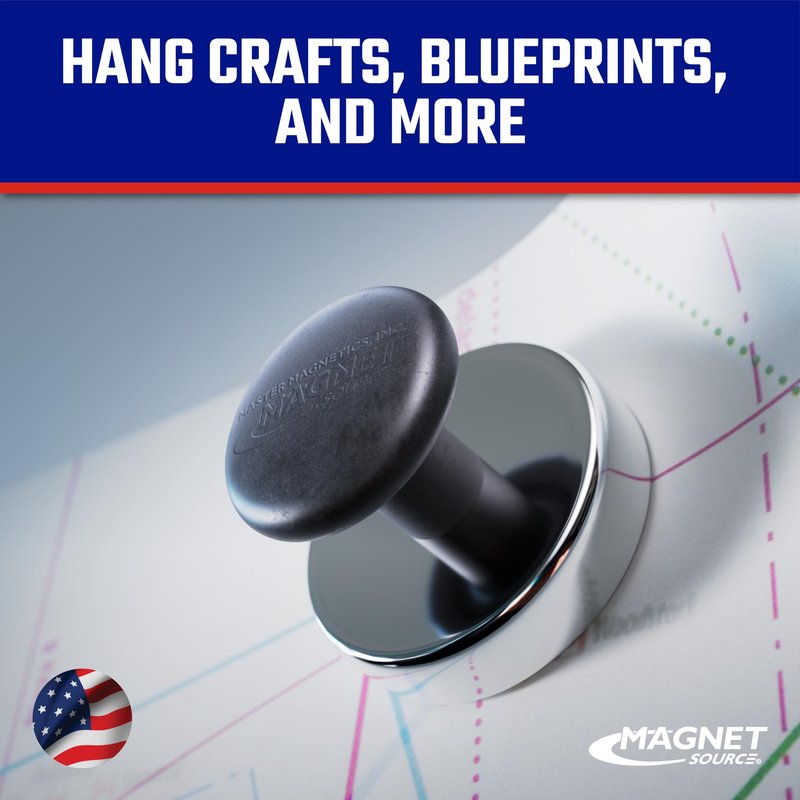 Master Magnetics Ceramic Round Base Magnet with Knob Pack - Heavy-Duty Strong Magnets with Knobs for Home and Work - 16 lb Pull Each - Nickel-Plated - 1.43" D - 0.98" H - Chrome - 4-Pack
