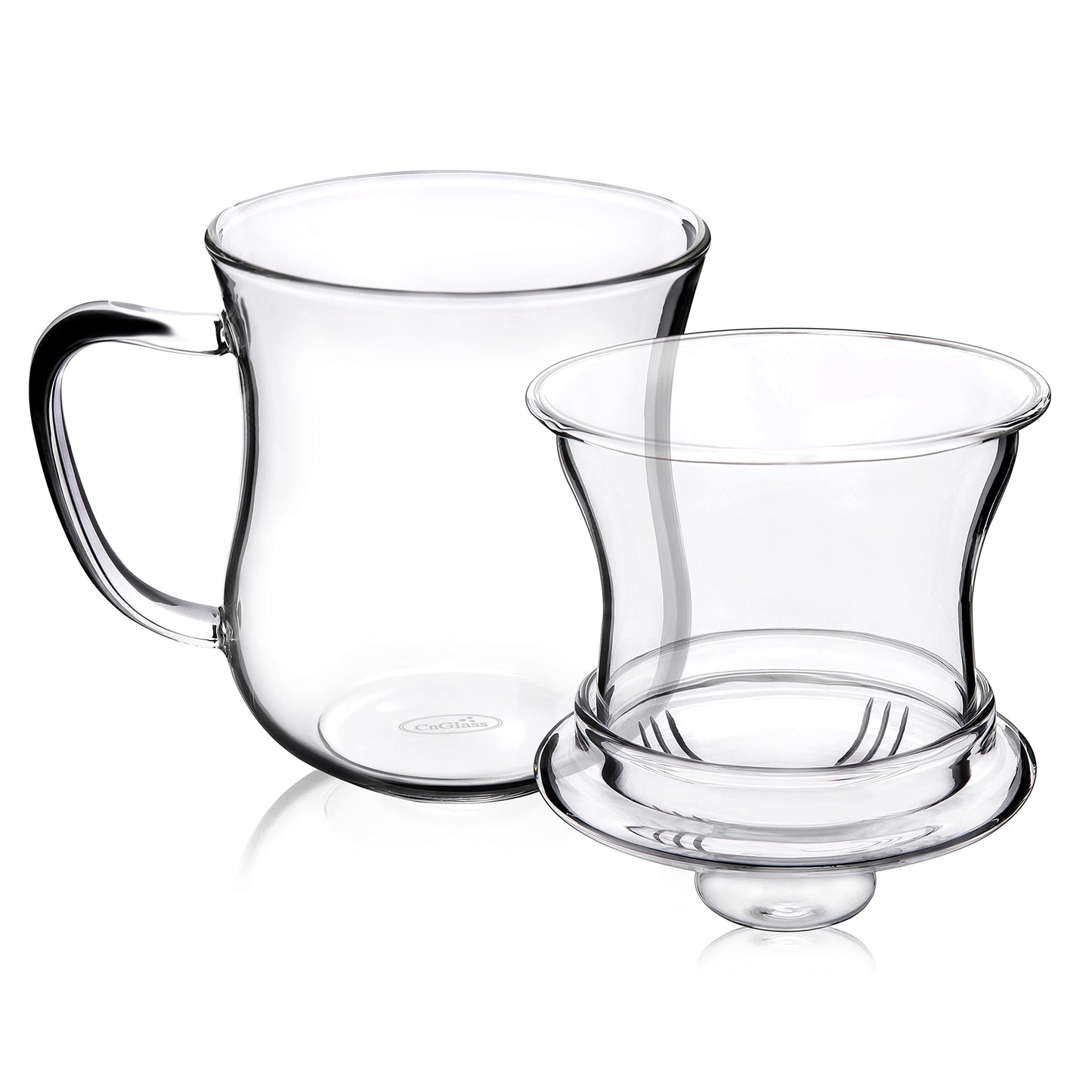 CNGLASS Glass Tea Cup with Removable Infuser and Lid,10oz Thickened Glass Infuser Mug,Borosilicate Glass Mug for Loose Leaf Tea,Teabags