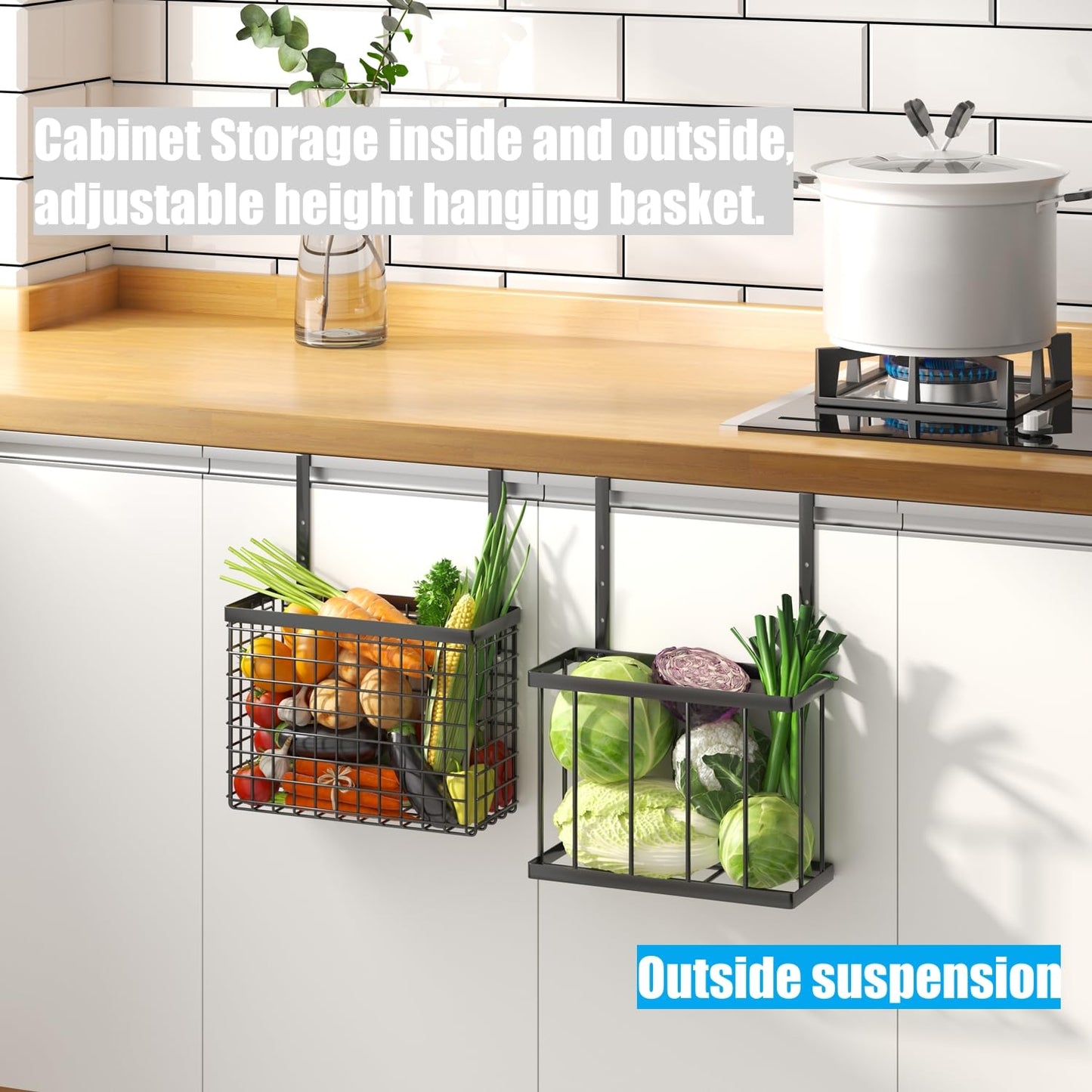 Aboevnc 2 Pack Cabinet Door Organizer with Towel Bar, Over The Cabinet Door Storage with Towel Holder for Kitchen Cutting Board,Black