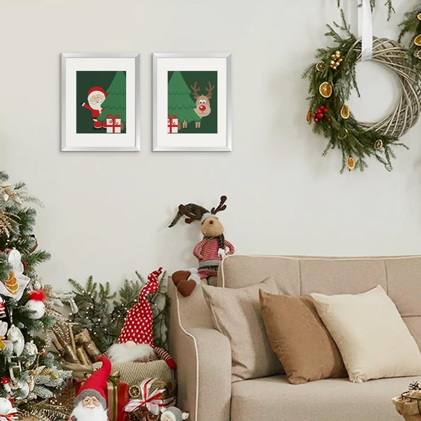 Upsimples 11x14 Picture Frame Set of 5 - Display 8x10 Photos with Mat or 11x14 Without Mat | Silver Wall Gallery Frames