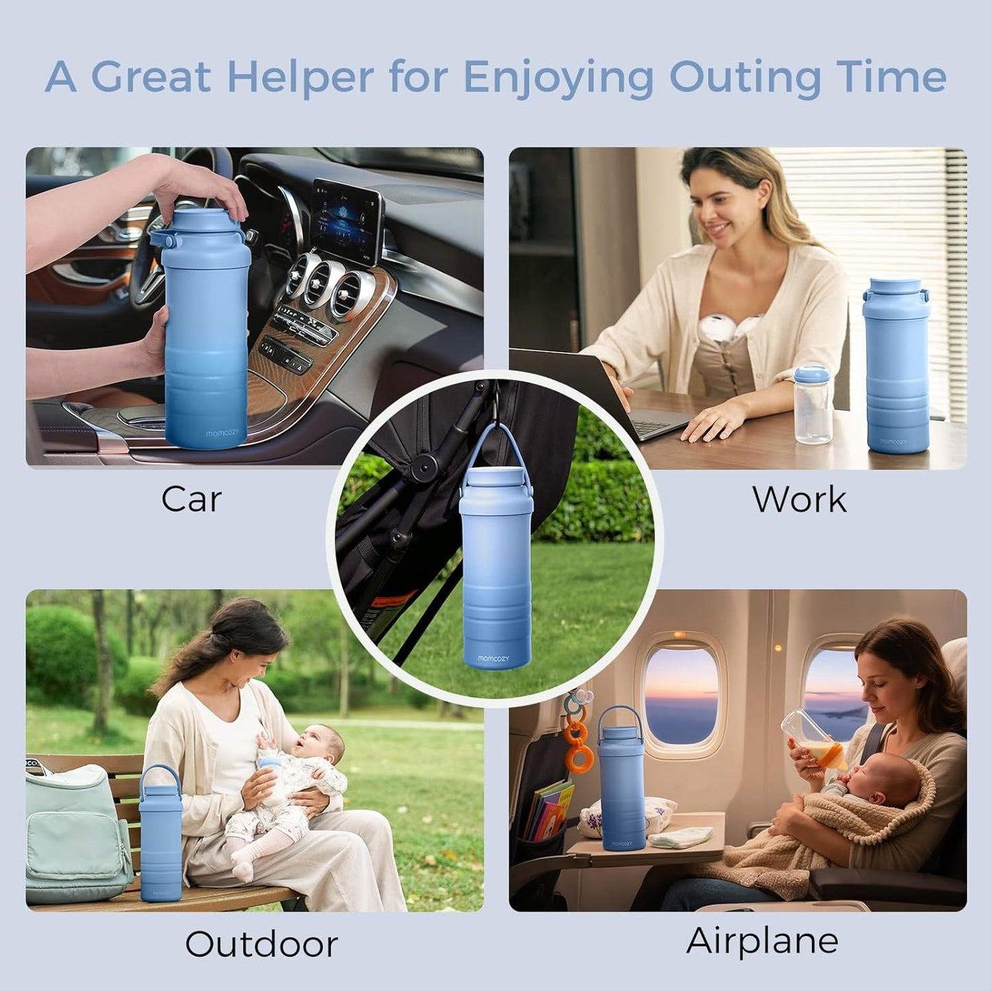 Momcozy 22oz Portable Breast Milk Cooler - 360ยฐ Cooling for 24 Hours | Includes 2 Baby Bottles