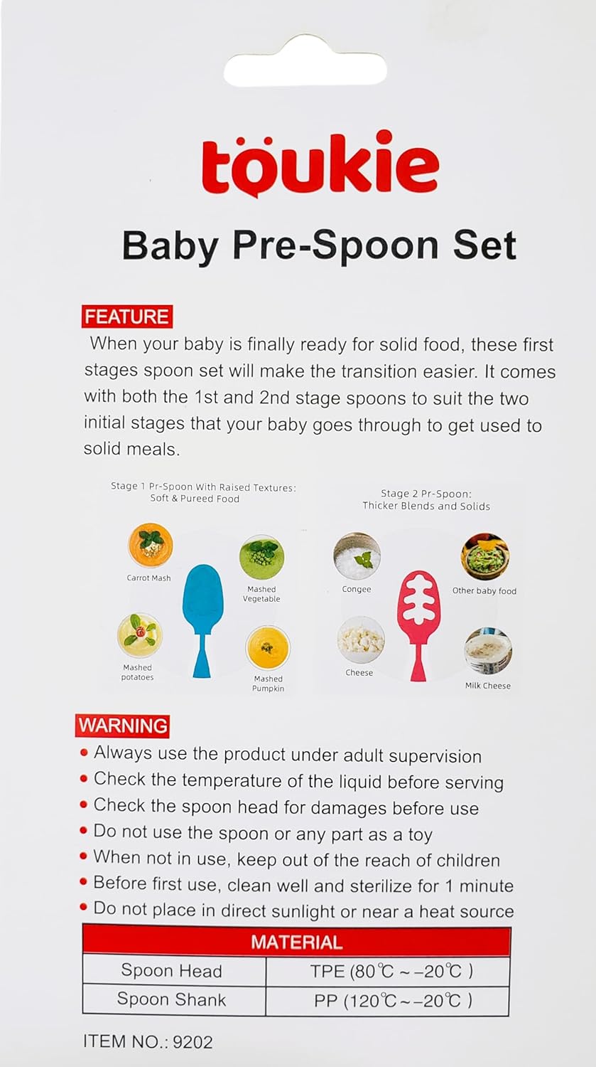 Skiennix Baby Spoons - Silicone Pre-Spoons for 6+ Months | Perfect for Baby-Led Weaning - Set of 2, Teal/White