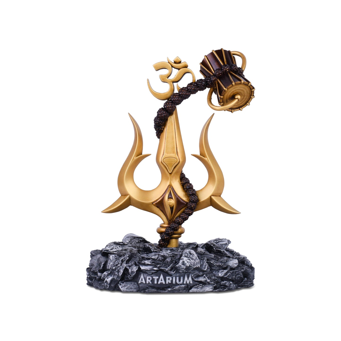 Trishul Damru Statue - Resin & Marble Shiva Statue for Car Dashboard, Office Desk, Home Decor, Hindu God Idol, Lord Shiva Murti, Pooja & Gifts for Women - Perfect Car Accessories, Room & Table Decor
