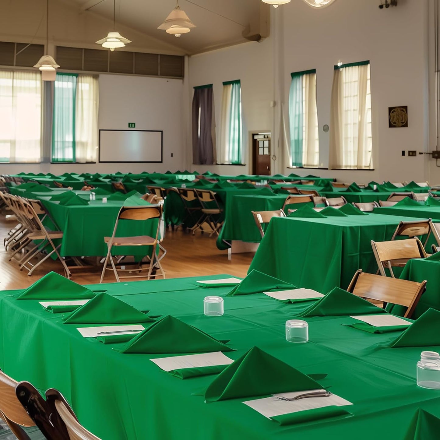 Niuara Green Plastic Tablecloth - 30 Pack 54" x 108" Waterproof Disposable Covers for 6FT Tables | Perfect for Parties & Gatherings