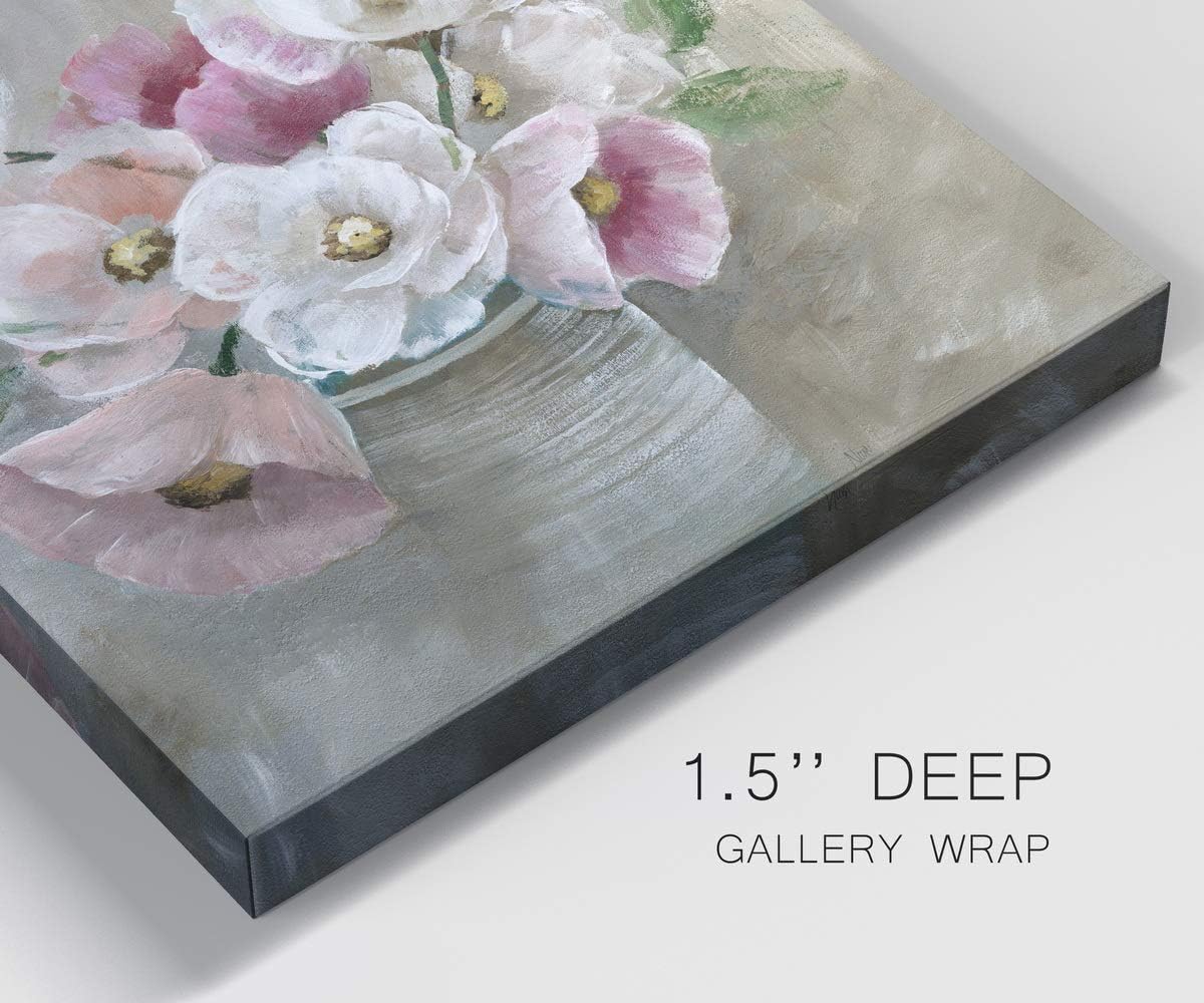 Square Premium Gallery Wrapped Canvas Flower Multicolor Wall Art Abstract Floral Romance Modern Pictures Print for Home Office, Ready to Hang