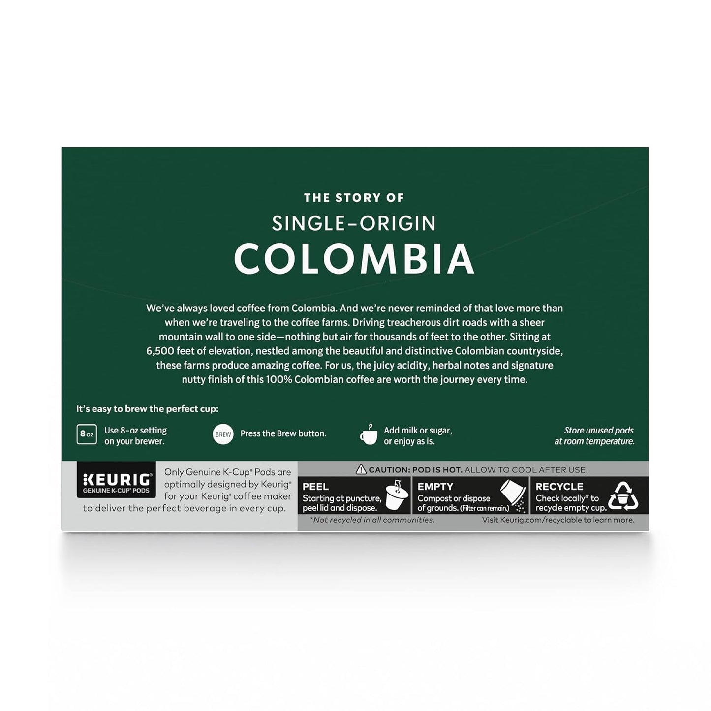 Starbucks K-Cup Coffee Pods - Medium Roast Colombia Coffee | 100% Arabica | 10 Pods Per Box