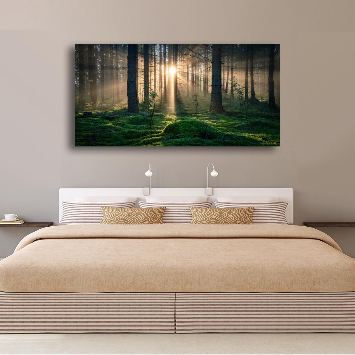 Sunrise Landscape Canvas Wall Art - 20x40 Inches - Tree and Forest Picture Artwork for Living Room and Bedroom Wall Decoration - Nature Painting Prints for a Serene Atmosphere