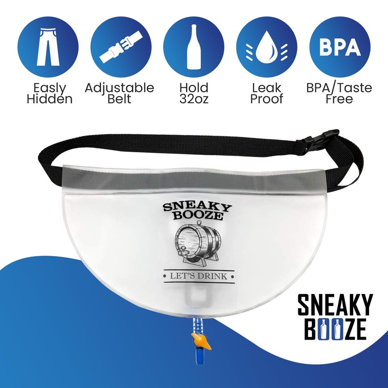 Sneaky Booze Hidden Flask Pouch For Men And Women: Portable 32oz Undetectable Alcohol Bag. Concealable Plastic Wine Liquor Body Hip Flasks. Disguised Leak Proof Travel Bags For Cruise Concert Festival
