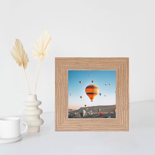 JCJMY 3x3 Picture Frame - Sturdy Rustic Brown Tabletop Frame with Shatter-Resistant Plexiglass