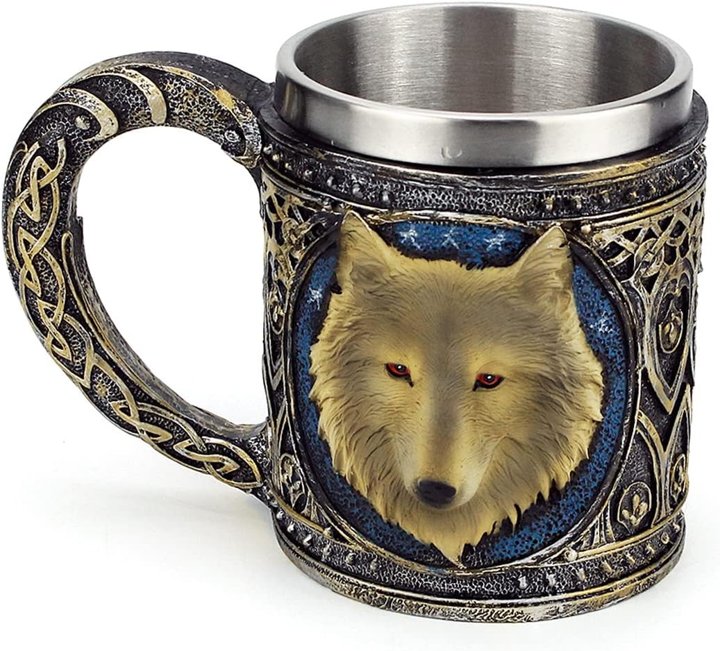 Stainless Steel Wolf Goblet - 3D Resin Wine Chalice Cup for Unique Occasions