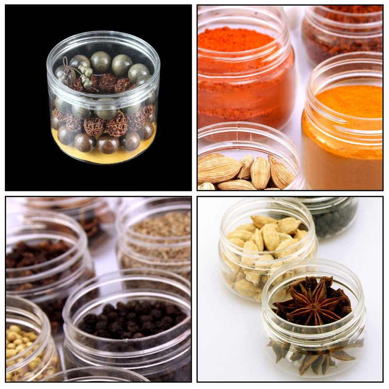 ZOENHOU 46 PCS 4 OZ Clear Slime Containers with White Lids, Food-Grade Plastic Storage Containers, BPA-Free, Wide-mouthed Plastic Jars for Beauty Products, Kitchen Household Food Storage
