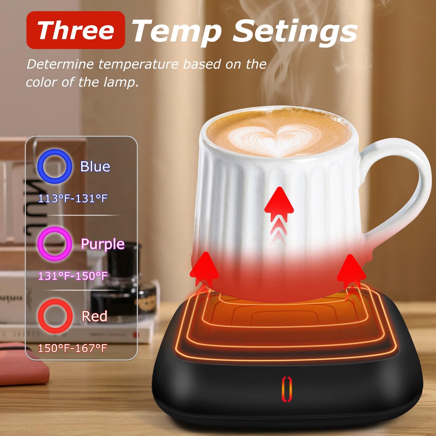 PUSEE Large Candle Warmer Plate with 6H Auto Shut Off, Coffee Mug Warmer with 3 Temp Settings,Wax Candle Warmer Safely Releases Scents Without a Flame,Tea Cup Warmer for Desk in Your Home & Office.