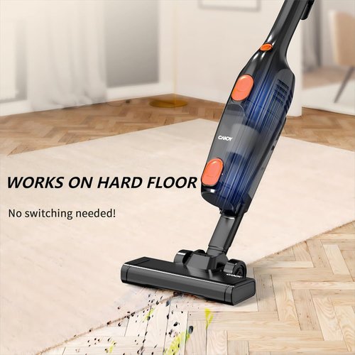 Candy Corded Stick Vacuum Cleaner - Powerful Suction Handheld Vacuum with One-Click Dust Disposal | 3-in-1 for Hard Floors & Ceramic Tile, 0.8L Capacity