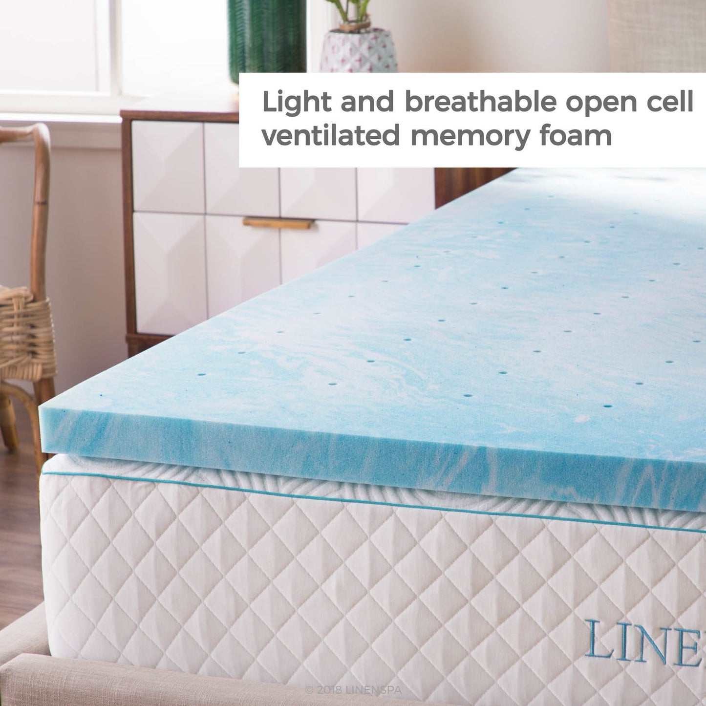 LINENSPA 2 Inch Gel Swirl Memory Foam Mattress Topper – Cooling Gel Infused – Pressure Relieving – CertiPUR Certified - Twin