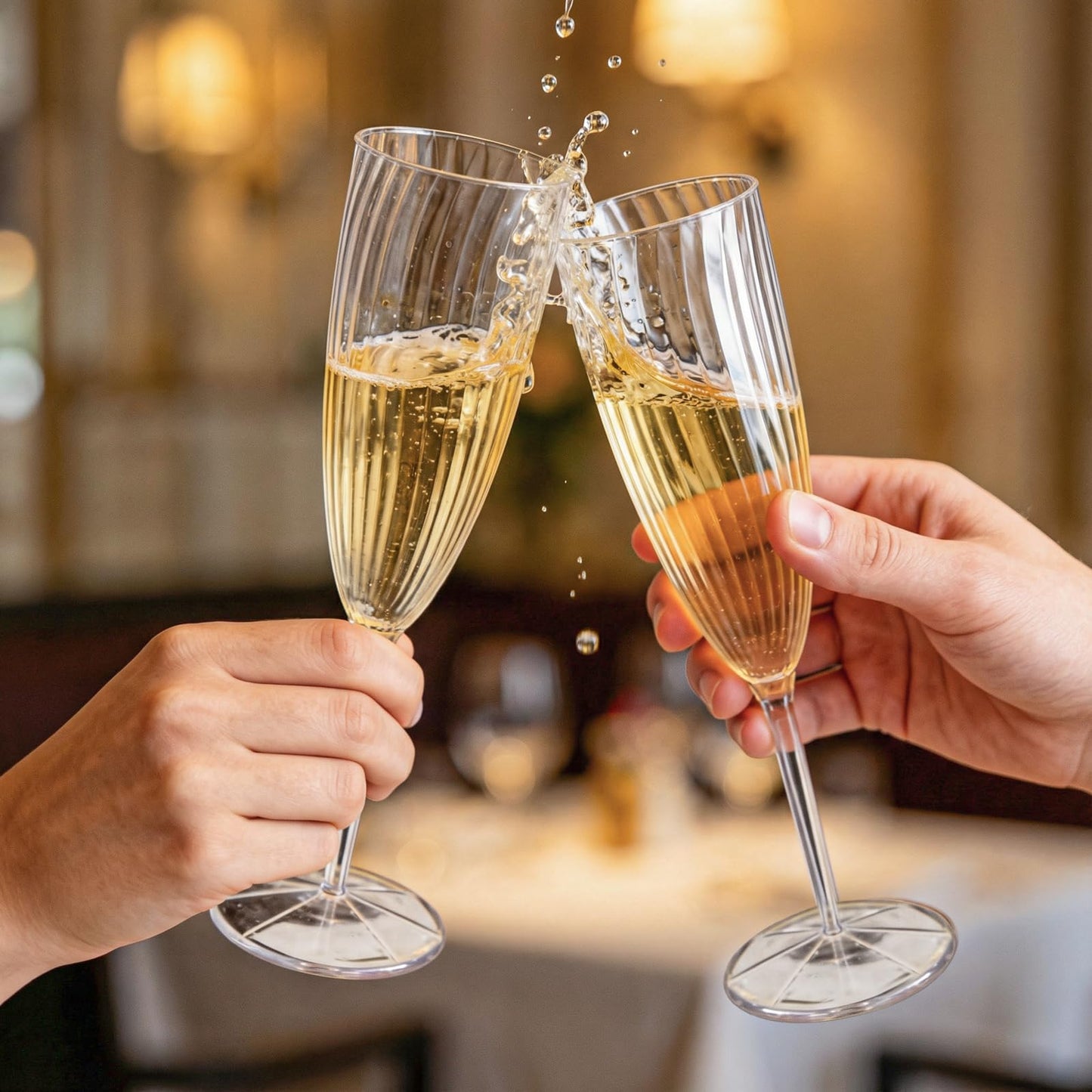 WDF 36PCS Clear Champagne Flutes Plastic - 6 OZ Clear Disposable Champagne Flutes Party Supplies for Wedding/Birthday/Parties/Graduation