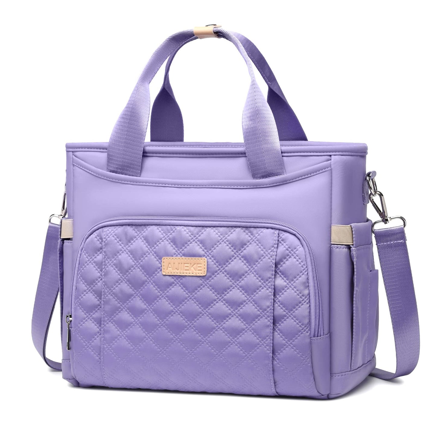 AIJIEKE Insulated Lunch Bag for Women, Lunch Box, Lunch Tote for Work, Large Leak Proof Cooler Bag with Removable Strap, Adult Reusable Lunchbag for Picnic Office Beach, Light Purple