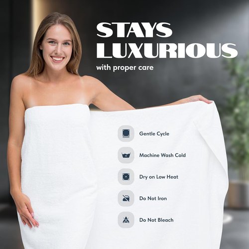 Hotel Collection White Luxury Bath Sheets - Extra Large 35x70 Inch, 700 GSM Turkish Cotton, Highly Absorbent | 2 Pack