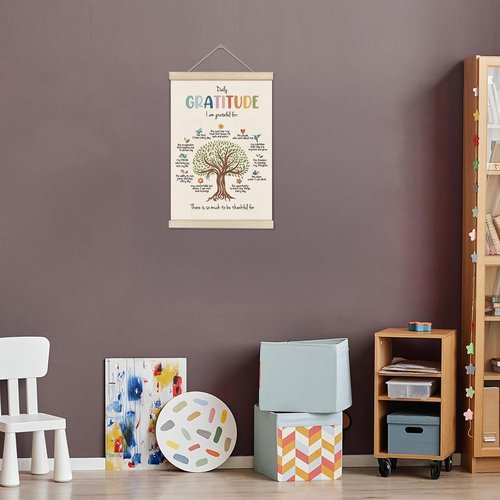 DOI-LANEE Daily Gratitude Poster Frame - Inspirational Mental Health Affirmation Wall Art 16x12 Inch